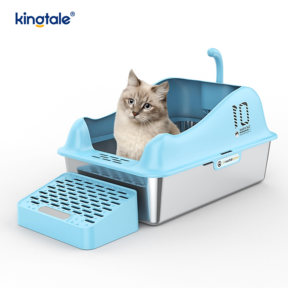 Ayak Pedallı Paslanmaz Çelik Kedi Kumu Kutusu Metal Kum Tavası Yüksek Taraflı, Asla
