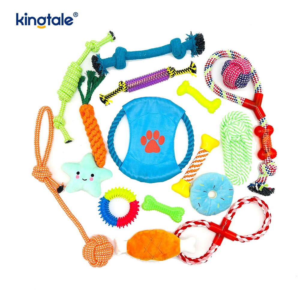 Diş Çıkarma ve Eğlence İçin 17pcs Pet Halat Oyuncak Seti İç ve Dış Mekan