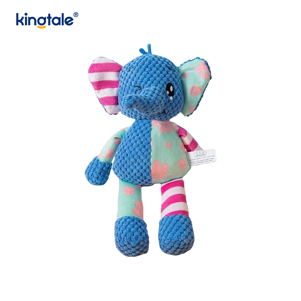 Makinede Yıkanabilir Mavi Kumaşlı Mavi Fil Yumuşak Peluş Evcil Hayvan Oyuncak