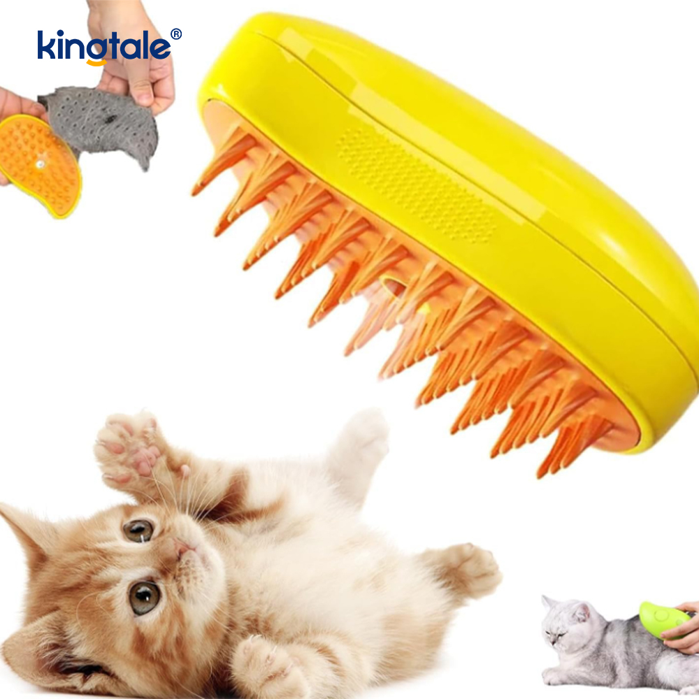 Kedi Buharlı Fırça 3 In 1 Buharlı Evcil Hayvan Fırçası Silikon Masaj Köpek Tüy Çıkarıcı Tarak