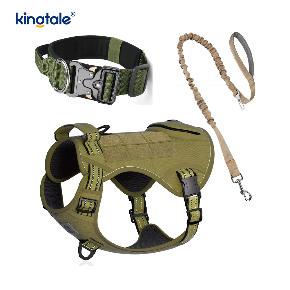 Büyük Köpekler İçin Ağır Hizmet Taktik Köpek Yaka Tasma Harness Seti