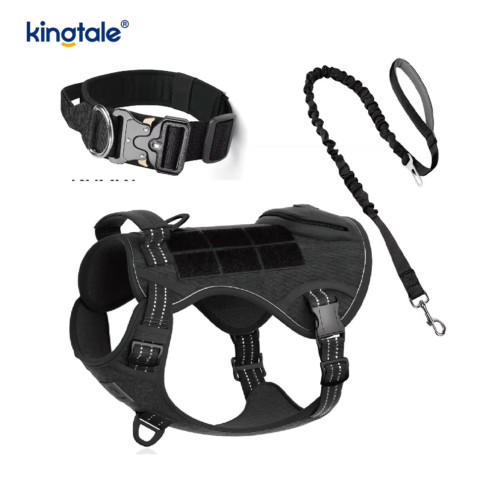 Büyük Köpekler İçin Ağır Hizmet Taktik Köpek Yaka Tasma Harness Seti
