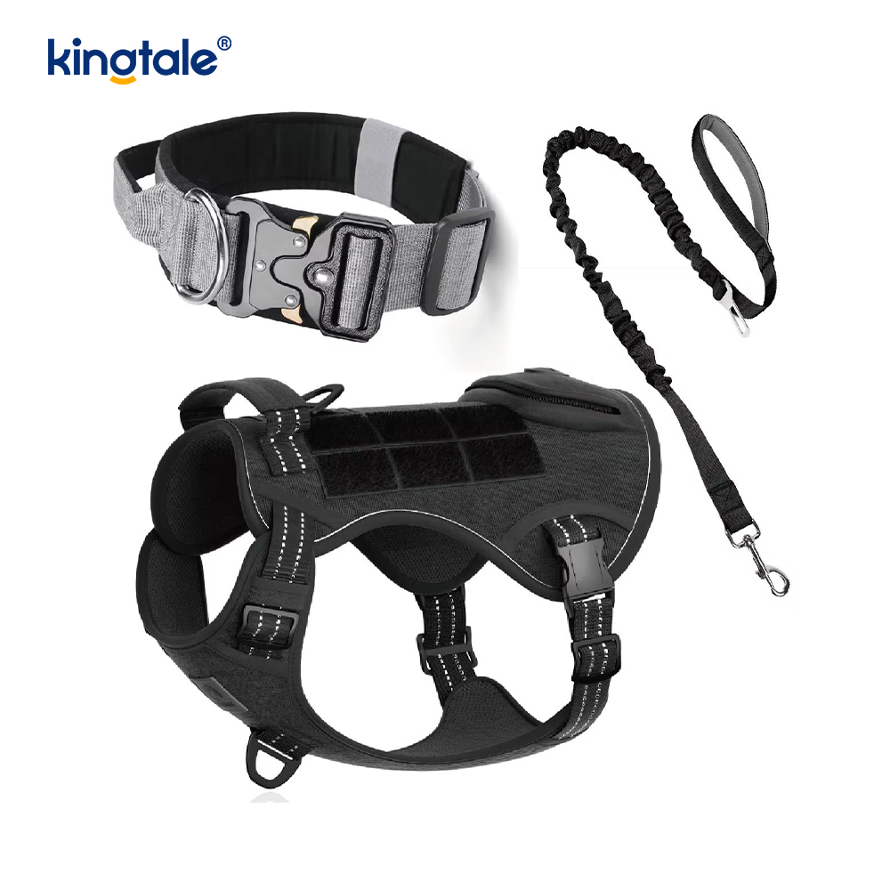 Büyük Köpekler İçin Ağır Hizmet Taktik Köpek Yaka Tasma Harness Seti