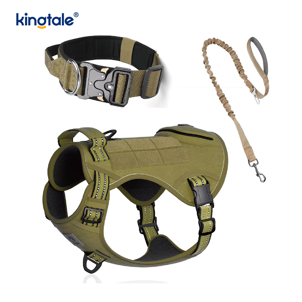 Büyük Köpekler İçin Ağır Hizmet Taktik Köpek Yaka Tasma Harness Seti