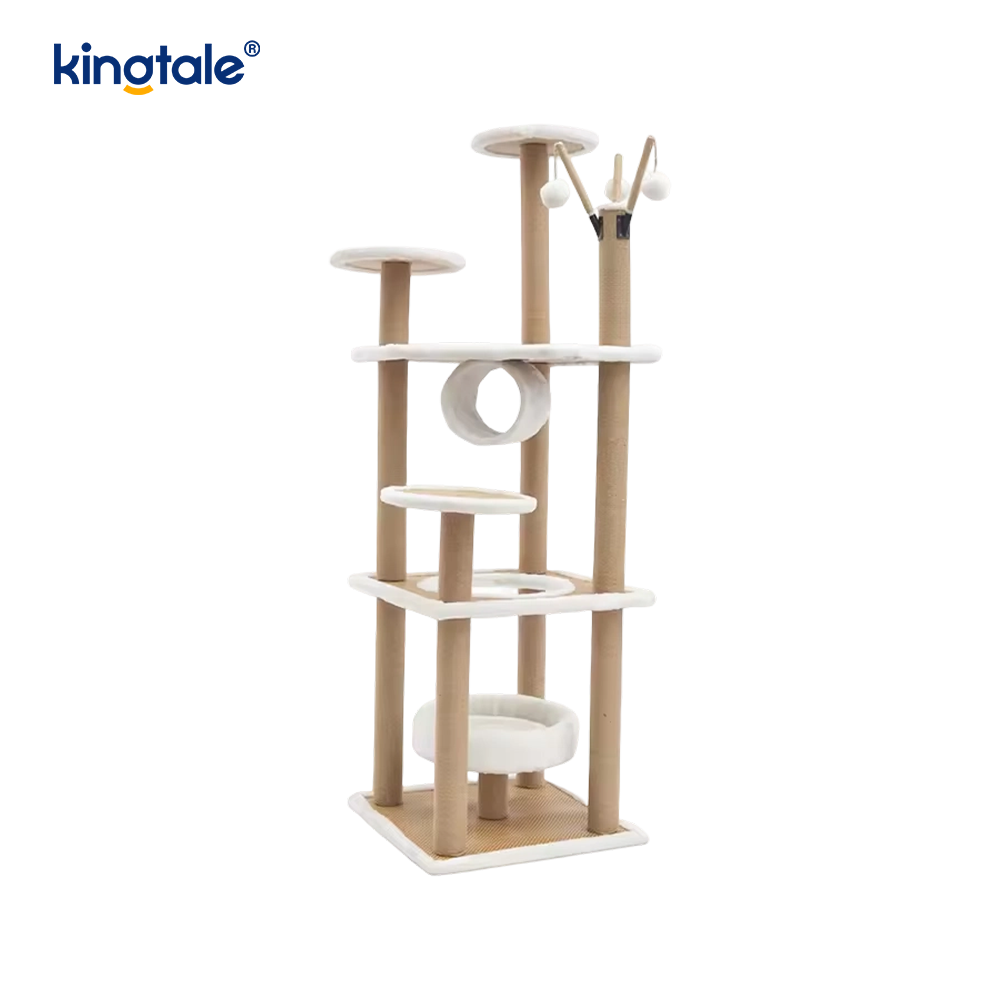 Doğal sisal Kedi Ağacı Uzun Kedi Kulesi Peluş Çok Katlı Apartman Dairesi