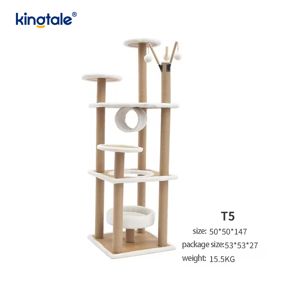 Doğal sisal Kedi Ağacı Uzun Kedi Kulesi Peluş Çok Katlı Apartman Dairesi