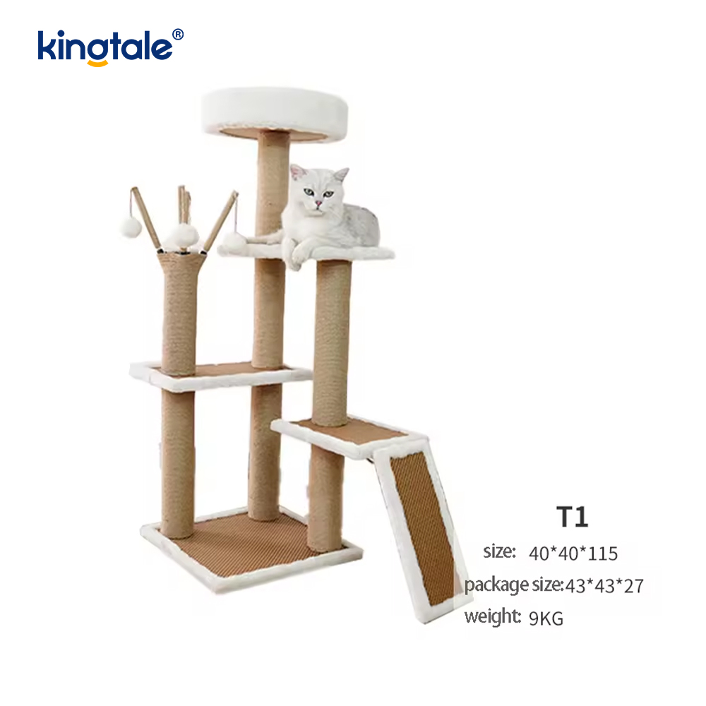 Doğal sisal Kedi Ağacı Uzun Kedi Kulesi Peluş Çok Katlı Apartman Dairesi