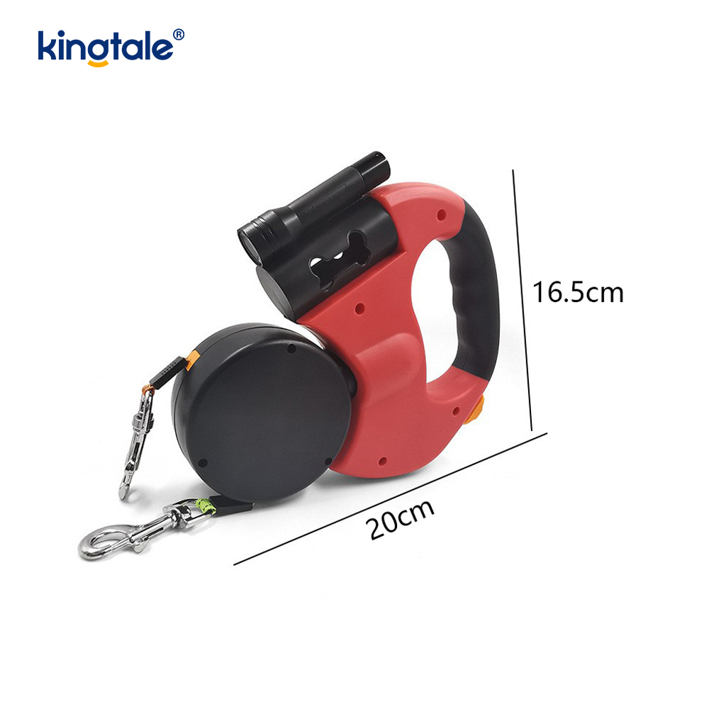 LED Işıklı 360 Derece Geri Çekilebilir Çift Köpek Tasma